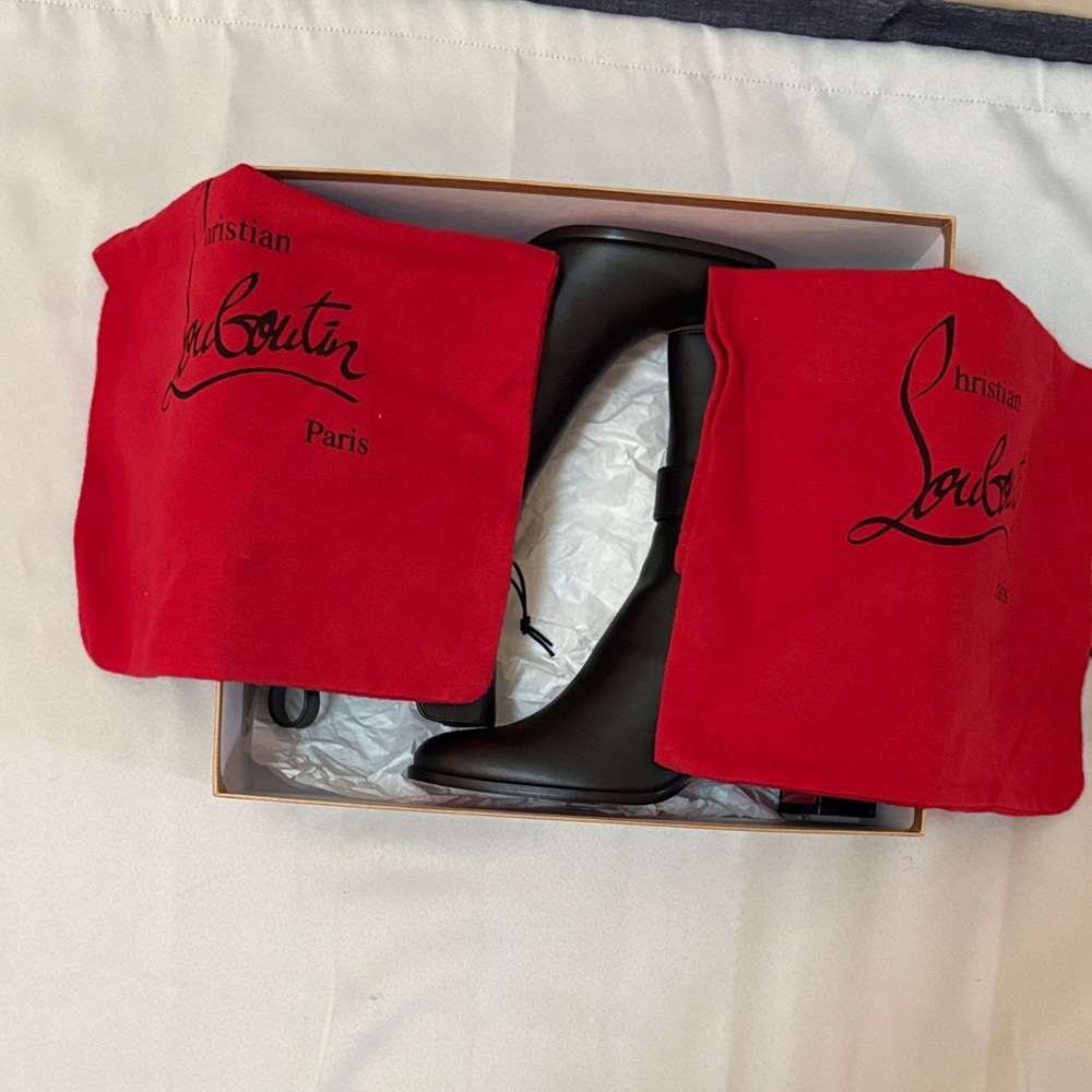 Christin Louboutin CL Chelsea Ankle Boots with Buckle Detail Size 36.5 BRAND NEW - Picture 8 of 10